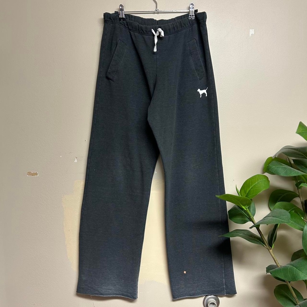 Victoria's Secret PINK Vintage Y2K Faded Black Baggy Flare Sweatpants Womens S